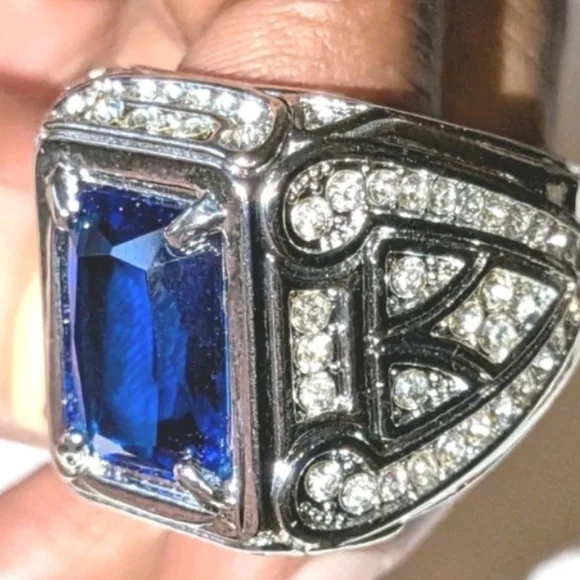 Silver and Blue Men's Ring